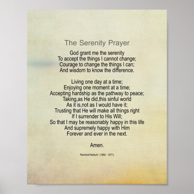 Poster Serenity Prayer Quote Vintage Style  (Devant)