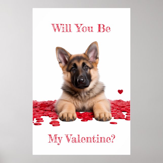 Poster Serez-Vous Mon Chien Allemand Valentin ? (Devant)