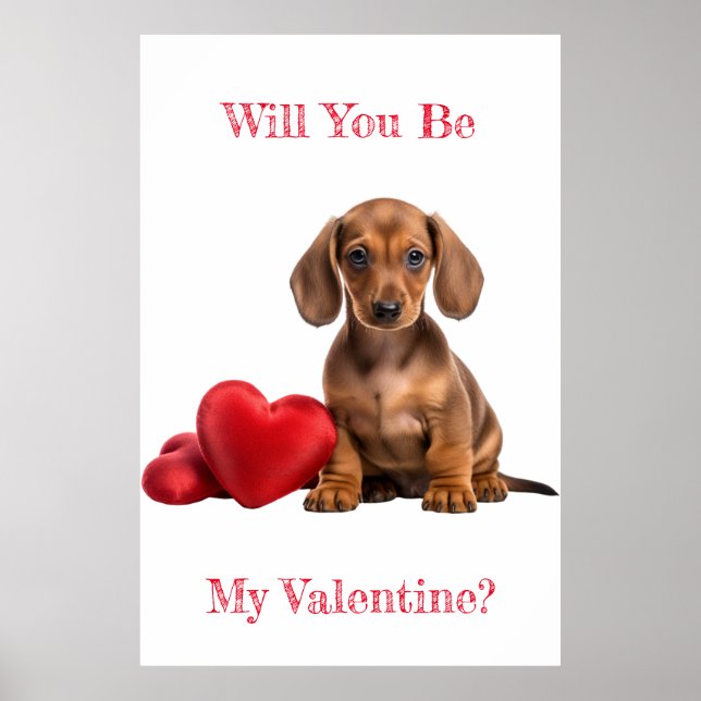 Poster Serez-Vous Mon Coeur De Chiot Valentin Dachshund (Devant)