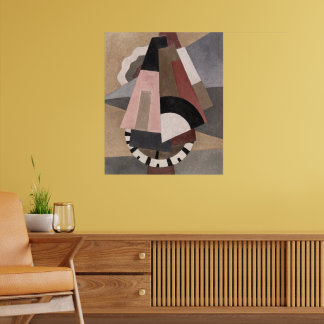 Poster Serge Charchoune Composition Cubiste Tons Terreux