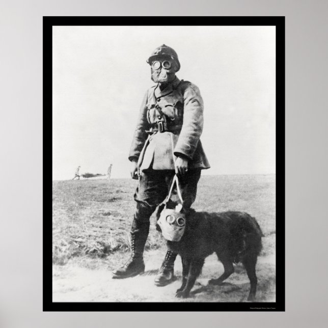 Poster Sergent de la Première Guerre mondiale et son chie (Devant)
