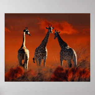 Poster Série de girafe de la vie sauvage sud-africaine