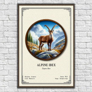 Poster Série de zoologie du bouquetin des Alpes