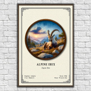 Poster Série de zoologie du bouquetin des Alpes