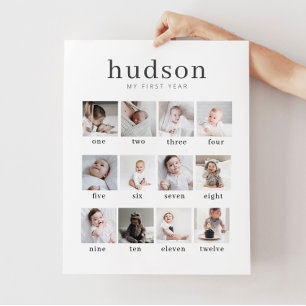 Poster Serif 1ère année 12 Photo Collage avec Months Post