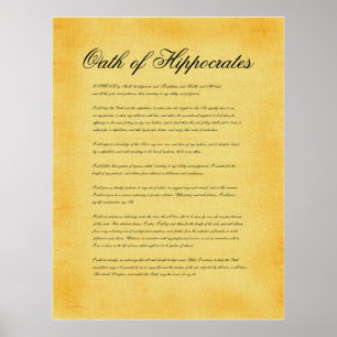 Poster Serment de Hippocrate, regard de parchemin de