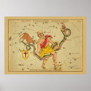 Poster Serpens - Image Vintage Astronomique Star Chart