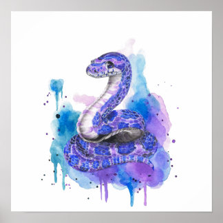 Poster Serpent aquarelle coloré