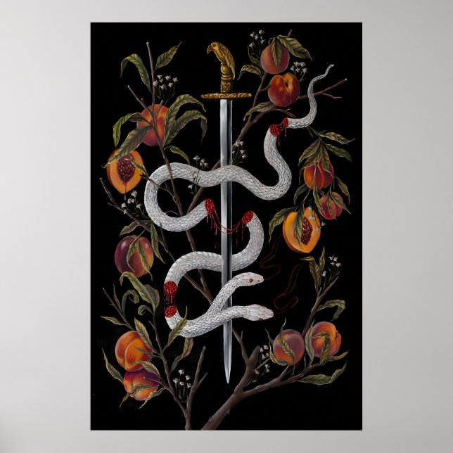 Poster Serpent avec Épée et Pêches Dark Academia - Impres (Devant)