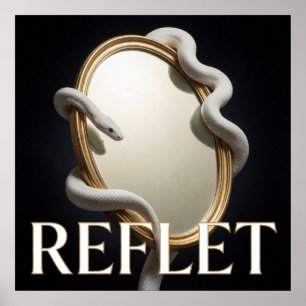 Poster Serpent Blanc Miroir Doré Mode