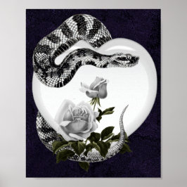Poster Serpent Coeur gothique Rose blanche de Saint-Valen