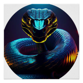 Poster Serpent De Cobra Noir Dans Votre Visage