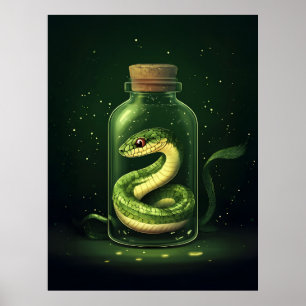 Poster Serpent enchanté dans un bocal de verre