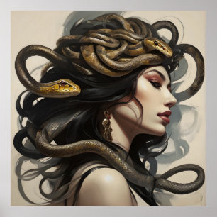 Poster Serpent femme art