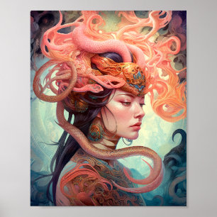 Poster Serpent Hair Lady Imaginaire Art