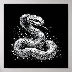 Poster Serpent Métallique Élégant Fantastique Esthétique