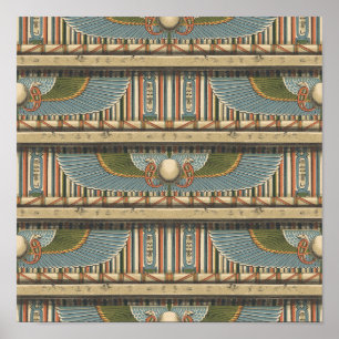 Poster Serpents et Hiéroglyphes du cercle ailé égyptien