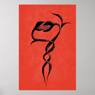 Poster Serpents Gothiques Rouge Et Noir