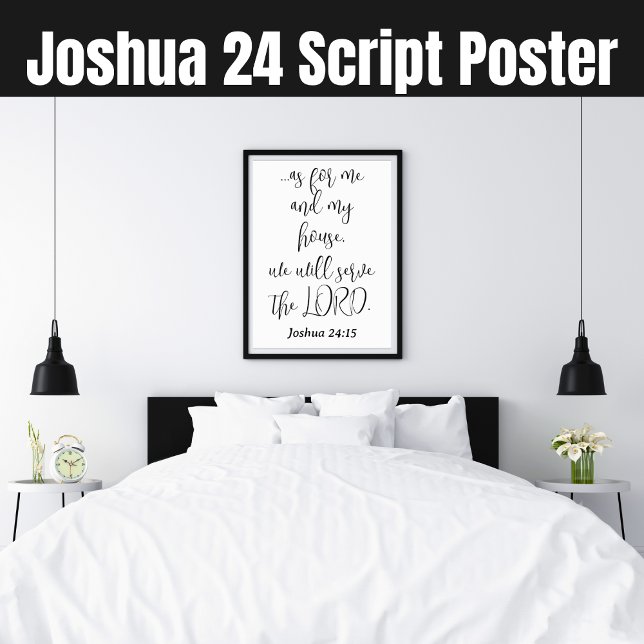 Poster Serve the Lord KJV Bible Verse Joshua 24 Script (Joshua 24 Script Poster)