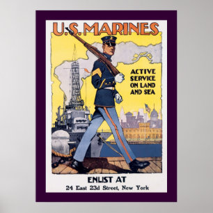 Poster Service actif sur la terre et la mer