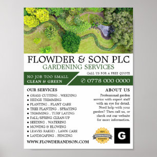 Poster Service de jardinage paysager, Horticulteur