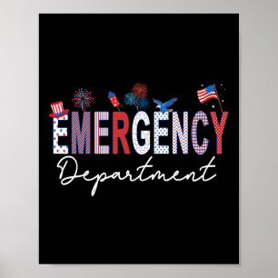 Poster Service d'urgence 4 juillet Usa Emergency Roof