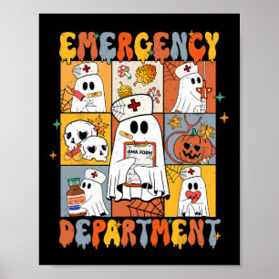 Poster Service d'urgence Halloween Cute Citrouille Ghost