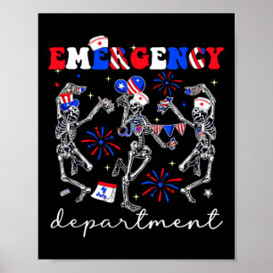 Poster Service d'urgence squelette 4 juillet États-Unis U