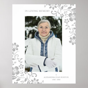 Poster Service funéraire floral gris classique Chère phot