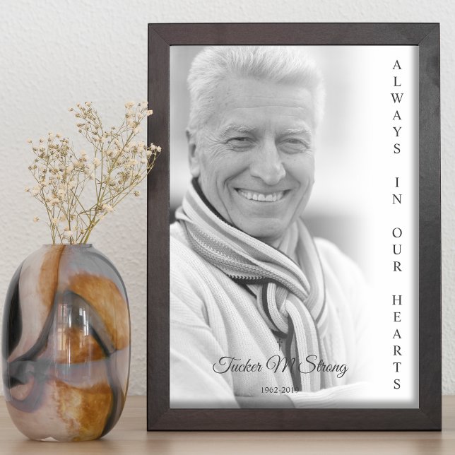 Poster Service funéraire mémorial en photo noir et blanc (Créateur téléchargé)