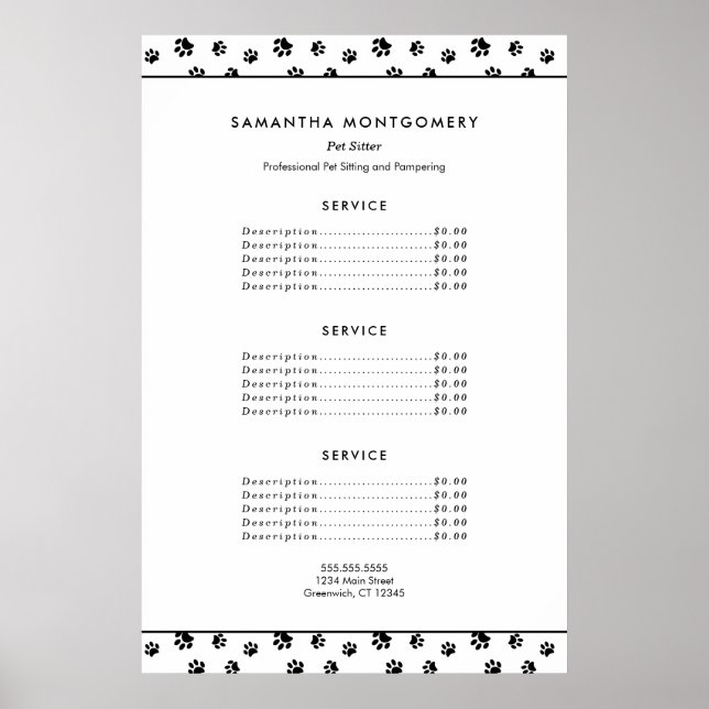 Poster Services de gardiennage d'animaux professionnels B (Devant)