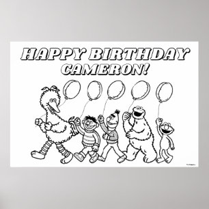 Poster Sesame Street Pals Balloons Anniversaire Coloratio