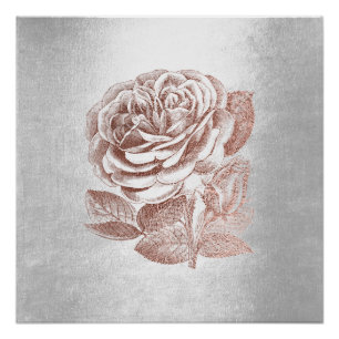 Poster S'est levé le gris argenté d'or rose métallique
