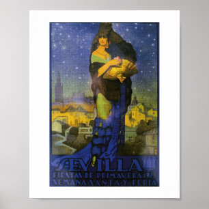 Poster Séville Espagne 1925 Danseuse flamenco