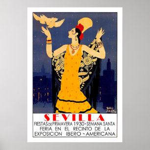 Poster Séville, ville, Espagne, promotion touristique vin
