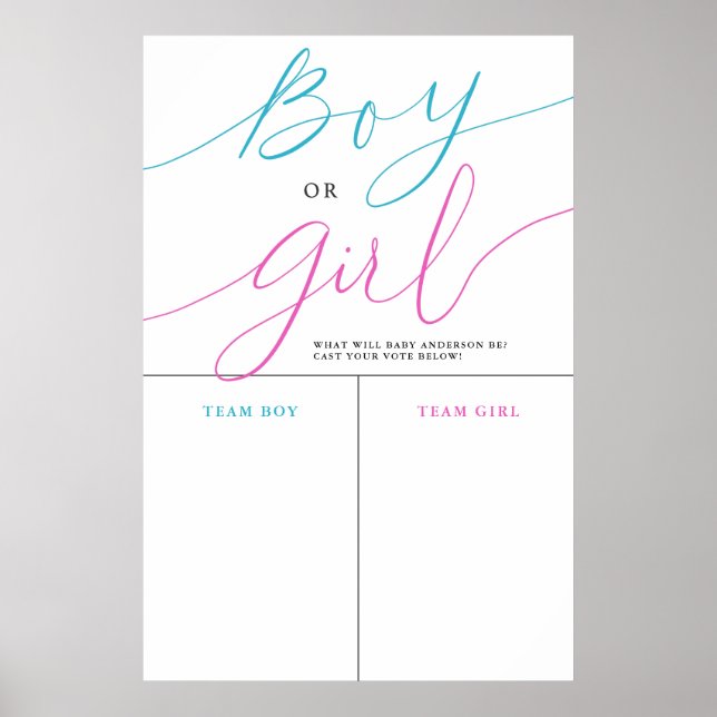 Poster Sexe Reveal Party Boy or Girl Prediction Signal (Devant)