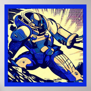 Poster SF - Héros Anime Woodcut 4