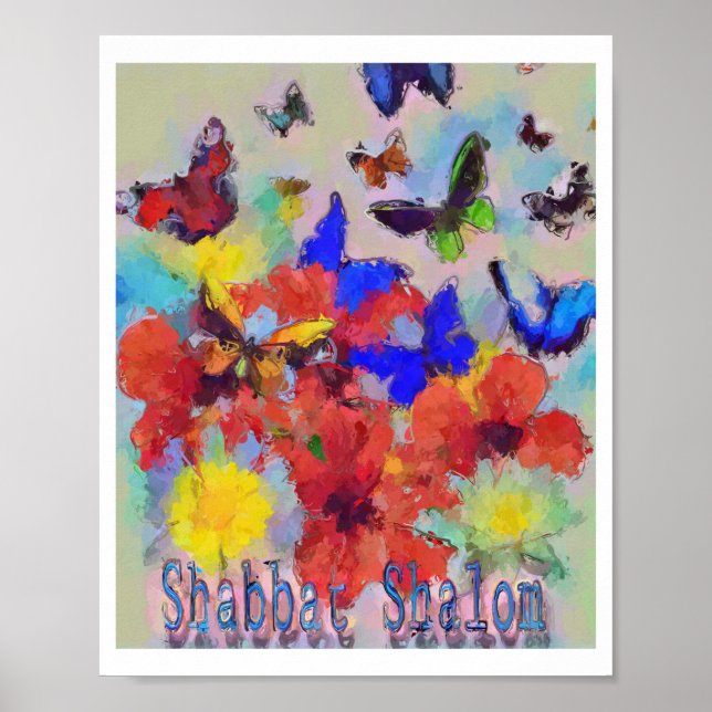 Poster Shabbat et 🦋 papillon (Devant)