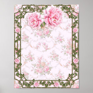 Poster Shabby Chic Pretty Peonies