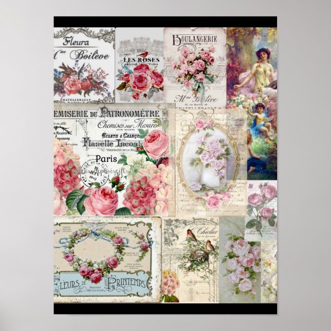 Poster Shabby collage chic, pays victorien, découpage, b (Devant)