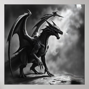 Poster Shadowborn Majesty : Dragon Charcoal Art