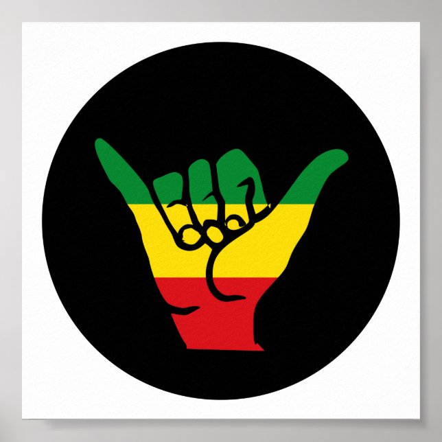 Poster Shaka Mains Aux Couleurs Reggae (Devant)