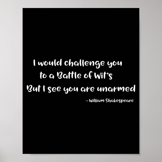 Poster Shakespeare Battle Of Wits Funny Quote S  (Devant)