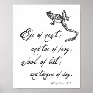 Poster Shakespeare Macbeth Spell Citation & Frog Hallowee