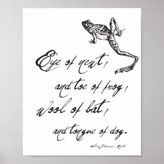 Poster Shakespeare Macbeth Spell Citation & Frog Hallowee