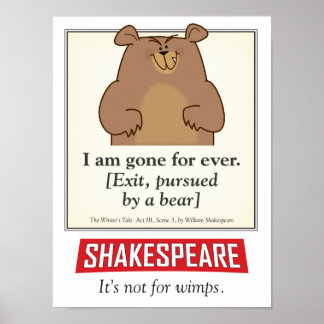 Poster Shakespeare. Pas pour les mauviettes.
