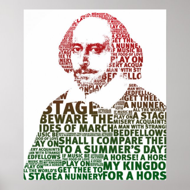 Poster Shakespeare rouge dégradé vert (Devant)