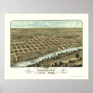 Poster Shakopee, MN Carte panoramique - 1869