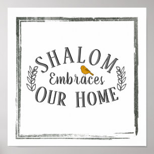 Poster Shalom Embrasse Notre Maison Oiseau Mur Art