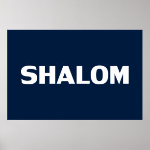 Poster Shalom, Paix, bleu marine blanc moderne simple